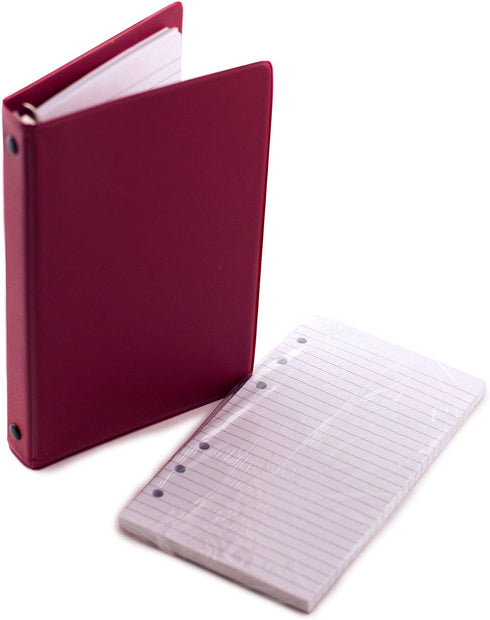 PDTXCLS TANGDIAABBCC Aeiniwer HNR RED Loose-Leaf Memo Book, 6 3/4 x 3 3/4", 6-Ring Binder, 80 Pages + Free Refill 80 Pages...