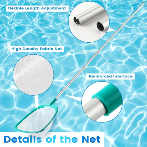 Pool Skimmer - Pool Skimmer Net with 8 Aluminum Pole Sections 80'', Skimmer Net with Fine Mesh Net for Cleaning Leaf of Swimming Pools...
