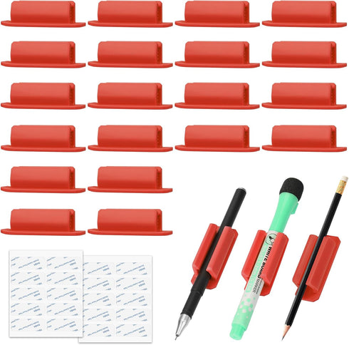 20Pcs Pencil Holder for Desk, Adhesive Pen Holder for Classroom Clipboard Attachment, Silicone Pencil Holder & Marker Holder for School Office Des...