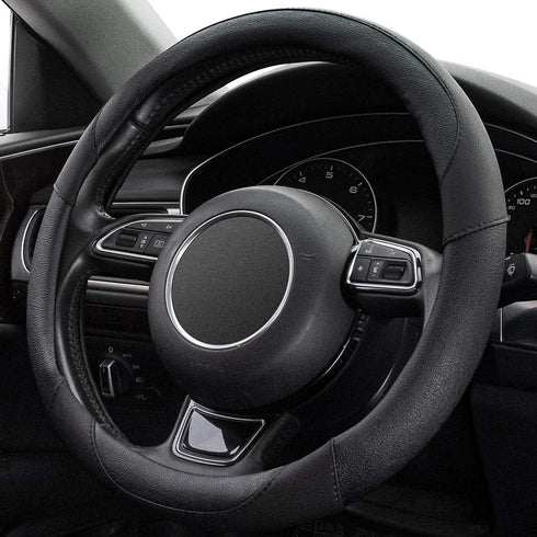 Xizopucy Black Microfiber Leather Steering Wheel Cover?Universal 15 inch Steering Wheel Covers for Car...