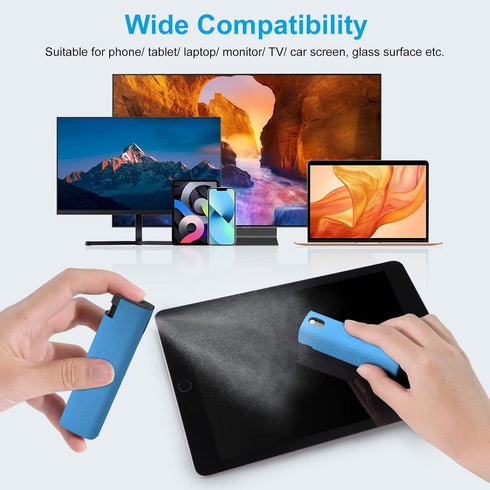 BoYata Screen Cleaner Kit 4PCS, 3-in-1 Touchscreen Mist Cleaner Spray Bottle & Microfiber Cloth, Portable Reusable Empty Spray Bottle for Phone/La...