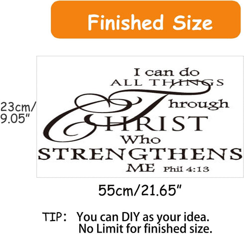 Inspirational Wall Decor Quotes Stickers–I Can Do All Things Through Christ Who Strengthens Me– Decor for Living Room Bedroom Classroom Playroom N...
