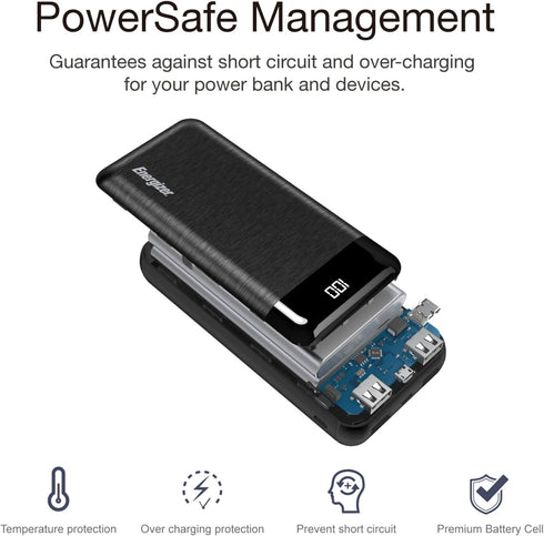 Energizer Power Bank 20000mAh Portable Battery Pack, Backup Phone Charger with LCD Display for iPhone, Samsung, Android Series_UE20058...
