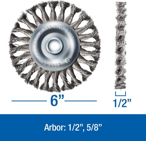 Mercer Industries 184010 - 6" x 1/2" x 1/2", 5/8" Knot Wire Wheel, .014 Carbon Steel Wire...