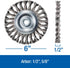 Mercer Industries 184010 - 6" x 1/2" x 1/2", 5/8" Knot Wire Wheel, .014 Carbon Steel Wire...