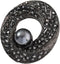 ROFARSO Dark Silver Victorian Style Twist Round Brooch Pin with Black Pearl for Women Dark Gray Rhinestone Crystal Accessory for Wedding Party Gif...