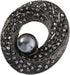 ROFARSO Dark Silver Victorian Style Twist Round Brooch Pin with Black Pearl for Women Dark Gray Rhinestone Crystal Accessory for Wedding Party Gif...