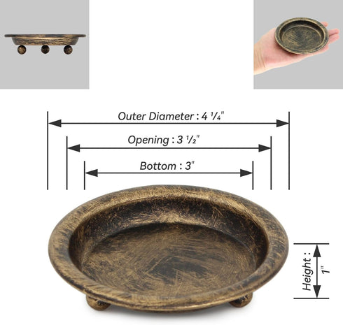 Black/Gold Iron Candle Plate, Set of 2, Metal Saucer Style Candle Holder for Pillar/Scented/Flameless/Ball Candles, Decorative Candle Stand for Ta...