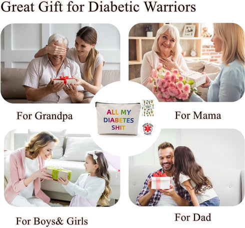 Diabetic Supplies Travel Bag Gifts Sets, All My Diabetes Shit Funny Diabetes Glucose Meter Case Organizer, Blood Sugar Log Book and 10 Diabetic Al...