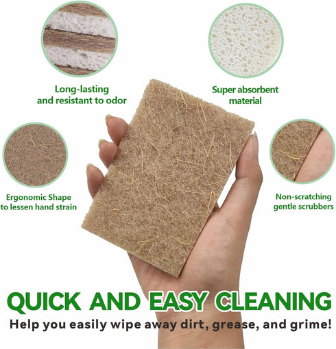 Rotema Sponges,Sponges Kitchen,Dish Sponge,Cleaning Supplies,Natural Wood Pulp Kitchen Sponge(12)...