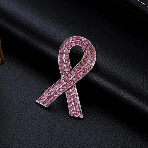 Pink Rhinestone Ribbon Brooch for Women Pink Crystal Breast Cancer Awareness Pin Elegant Pink Ribbon Brooch Corsage Full Diamond Lapel Pins Jewelr...