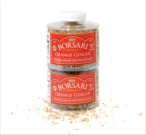 Borsari Seasoned Salt 2-Shaker Gift Set - Orange Ginger Seasoning Blend - Gluten Free Gourmet Seasonings For Steak, Fish, Poultry, & More - (4oz S...