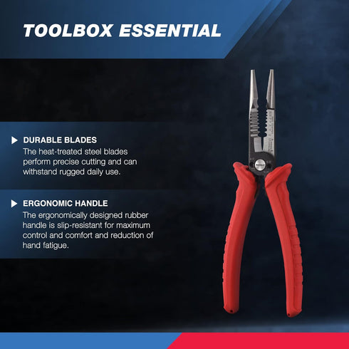 NEIKO 02038A 6-in-1 Wire Service Tool | 8-1/2" Length | Gripper, Crimper, Stripper, Cutter, Extractor, Electrician Pliers...