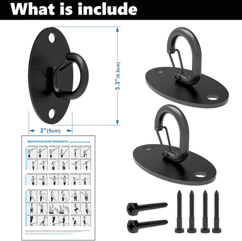Wall Mount Anchors for Resistance Bands, Space Saving Workout Hooks for Strength Training, Home Gym Anchors for Physical Therapy Exercise...