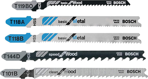 BOSCH T500 5-Piece T-Shank Jig Saw Blade Set for Wood and Metal...