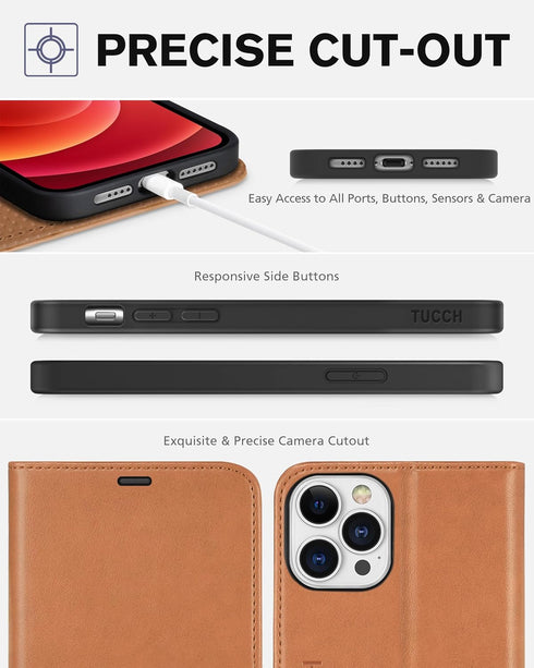 TUCCH Wallet Case for iPhone 12 Pro Max 5G, Magnetic PU Leather Stand Flip Folio Phone Cover with TPU Protective Inner Shell, RFID Blocking Card S...