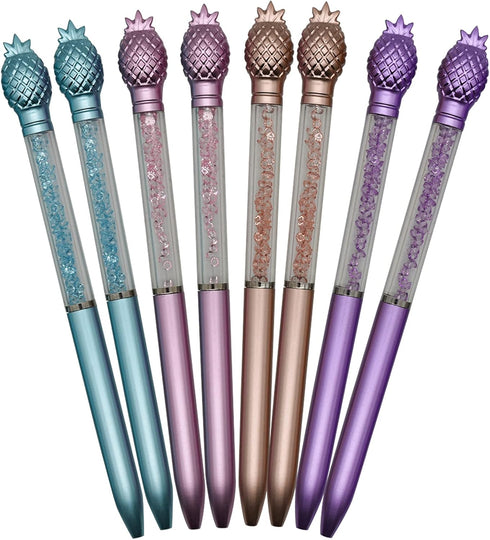 Maydahui 24PCS Pineapple Ballpoint Pen Retractable Fruit Pens Crystal Quicksand Bling Pen Black Ink for Party School Office Supplies...