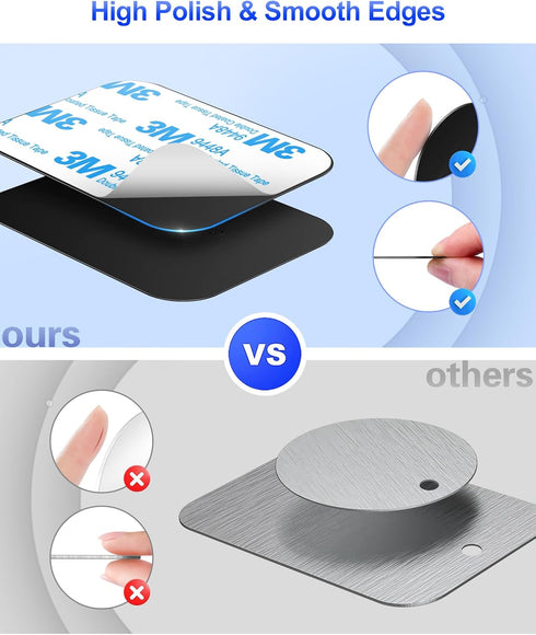 Metal Plate for Phone Magnet, 10 Pack Replacement Magnet Disc Magic Mount Sheet with Adhesive Backing for Magnetic Car Holder Cradle Stand (Dashbo...