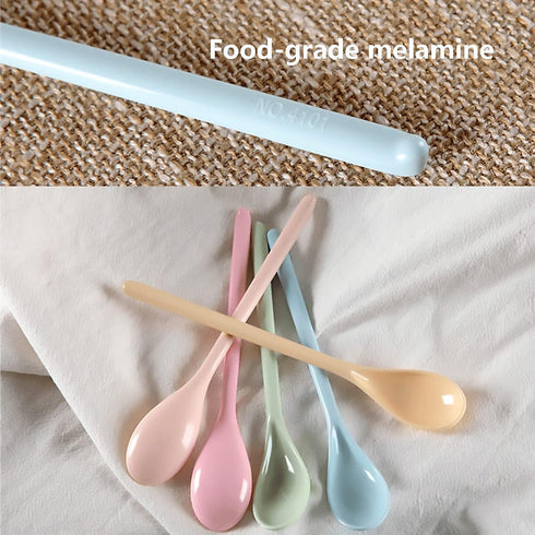 5Pcs Melamine Long Handle Mixing Spoon 7.2 Inch, Coffee Spoons Colorful Plastic Latte Machiatto, Tall Iced Tea, Ice Cream Sundae, Cocktail, Hot Ch...
