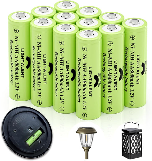 Ni-MH AA Rechargeable Batteries, Double A High Capacity 1.2V Pre-Charged for Garden Landscaping Outdoor Solar Lights, String Lights, Pathway Light...
