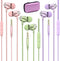 Bulk Wired Earbuds with Built-in Mic 3 Pack Pink Purple Green Multicolor Earphone with Microphone with 3.5mm Aux Jack Cheap Wired Headphone for Gi...