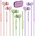 Bulk Wired Earbuds with Built-in Mic 3 Pack Pink Purple Green Multicolor Earphone with Microphone with 3.5mm Aux Jack Cheap Wired Headphone for Gi...