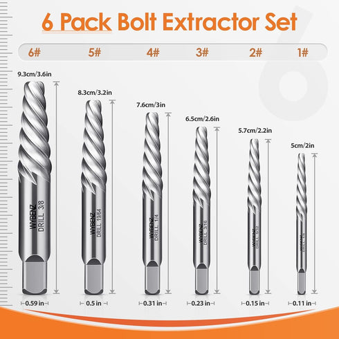 Screw Extractor Spiral Flute Bolt Remover Set Stripped Screw Remover Cr-MO Easy Out Bolt Extractor Set Gadgets for Men,Removing Stripped Studs Bro...