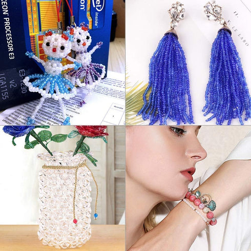 PH PandaHall 4mm Red Seed Beads, 1900pcs 6/0 Small Pony Beads for Friendship Waist Beads 8 Colors Mini Spacer Beads for Bracelet Making Summer Sea...