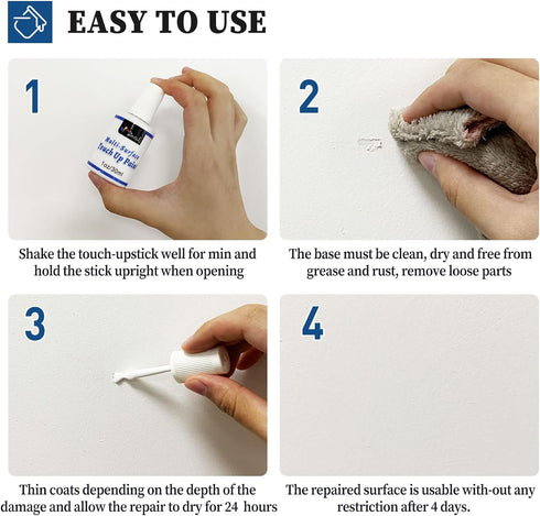 White Touch Up Paint - Multi Surface Touch Up Paint Pen, Scratch Repair for Wall, Door, Cabinets, Wood, Furniture, 1.5 Fl Oz (Semi Gloss, White)...