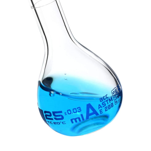 EISCO Premium Volumetric Flask Set - 10ml, 25ml & 50ml - Class A, ASTM E288 - Superior Durability & Chemical Resistance - Glass Penny Stoppers - B...