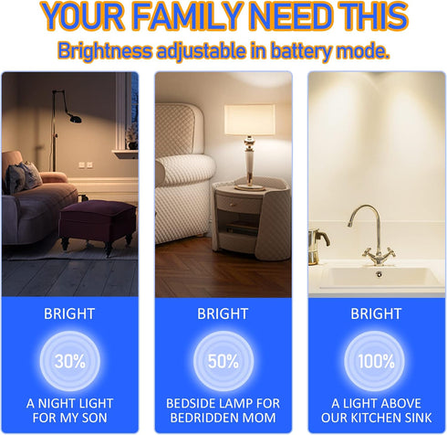 Neporal LITE Emergency Rechargeable Light Bulbs A19, Light Up to 48 hrs, Battery Operated Light Bulb, 5000K E26 LED Bulb, Emergency Lights for Hom...