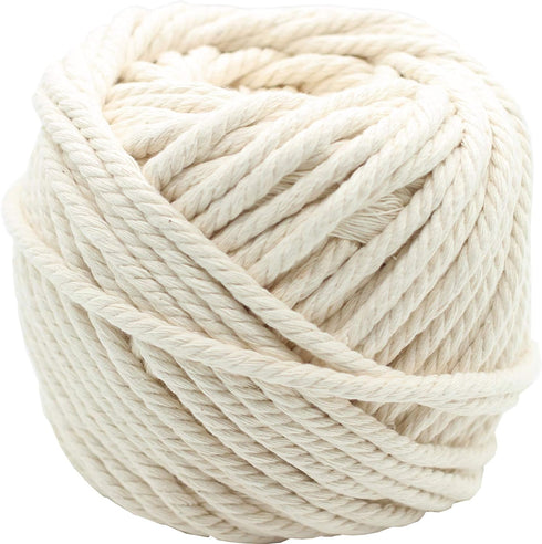 164ft Natural Cotton Rope Cord 1/4 inch Thick for Making Rope Wrapped Jars, Vase, Rope Bucket, Lamp, Coaster, DIY Rope Craft Project...