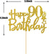 Gold Glitter Happy 90th Birthday Cake Topper - 90 Sign Cake Topper - Cheers to 90 Years Party Supplies - 90th Birthday Party Decoration...