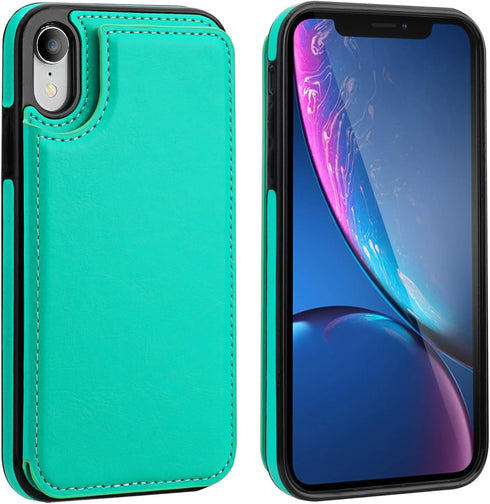 iPhone XR Wallet Case with Card Holder,OT ONETOP Premium PU Leather Kickstand Card Slots Case,Double Magnetic Clasp and Durable Shockproof Cover f...