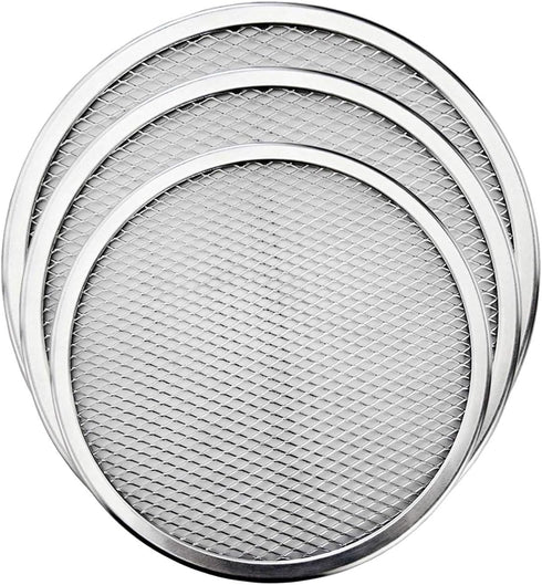 Pizza Screen, 3PCS Aluminum Alloy Seamless Pizza Screen Non Stick Mesh Net Baking Tray Cookware Kitchen Tool For Oven, BBQ 10 inch and 12 inch,14 ...