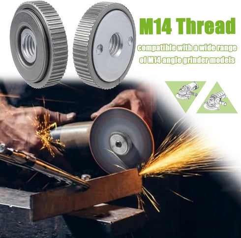 Gear Type Self-Locking Angle Grinder Flange Lock Nuts M14 Thread Quick Release Nut Clamping Equipment Power Tool Accessory, Silver...