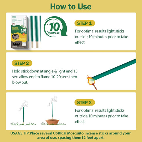 120 PCS Mosquito Repellent | Natural Citronella Oil Mosquito Incense Sticks Organic Mosquito Barrier Mosquito Repeller for Backyard Patio Travel C...