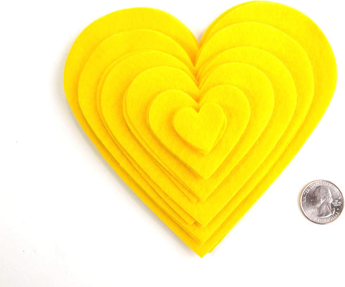 Playfully Ever After 1 to 6 inch Multi-Size Pack 24pc Felt Hearts (Yellow)...