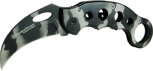 Smith & Wesson Extreme Ops CK32C 8in S.S. Karambit Folding Knife with 3in Hawkbill Blade and Stainless Steel Handle for Outdoor, Tactical, Surviva...