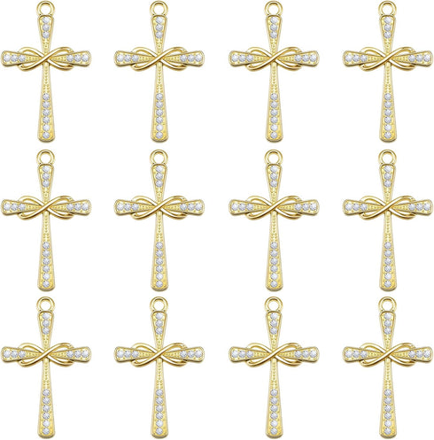 40 Pieces Alloy Rhinestone Infinity Symbol Small Cross Charms Baroque Crucifix Crystal Pendants Beads for DIY Bracelet Necklace Earring Jewelry Ma...