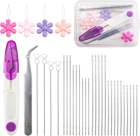 34pcs Beading Needles for Jewelry Making , Big Eye Beading Needles Set, Long Straight Beading Thread Needles, Beading Needles Threaders...