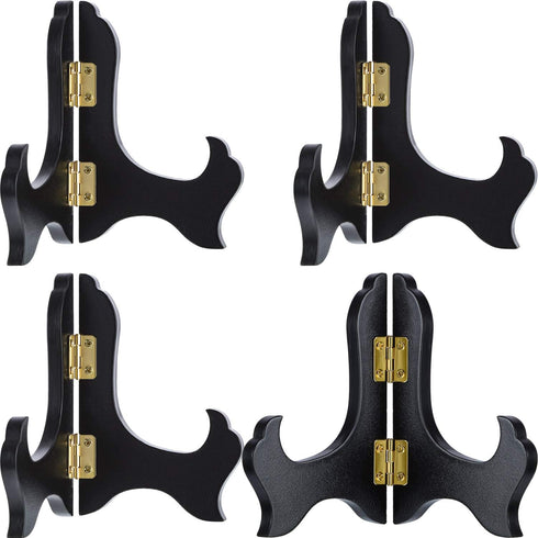 Tatuo 4 Packs Wooden Display Stand Decorative Plate Stands for Display Picture Frame Holder Easels(Black,4 Inch)...