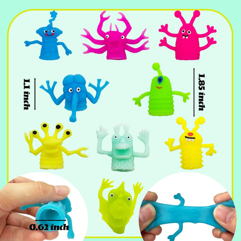 20 Pcs Finger Puppets Toys,Funny colorful Monster Stretchy Finger Puppets,Soft Rubber Finger Doll Toys for Children's Party Favors...