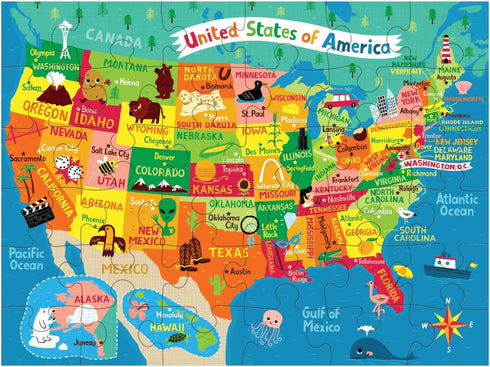 Mudpuppy Map of The U.S.A. to Go Puzzle, 36 Pieces, Ages 3+, Convenient Travel-Friendly Bag, Made with Safe, Non-Toxic Materials...