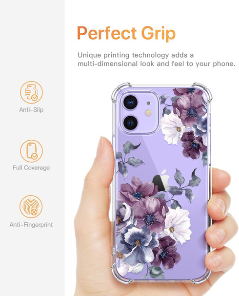 GVIEWIN for iPhone 12 Case and iPhone 12 Pro Case with Screen Protector + Camera Lens Protector, Clear Flexible TPU Shockproof Cover Women Girls F...