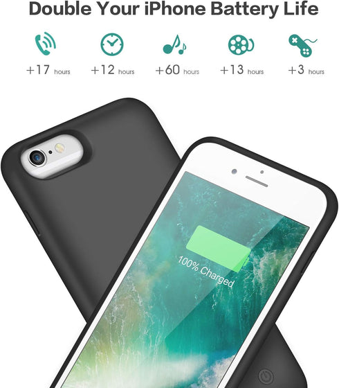 Battery Case for iPhone 6s/6/8/7/SE(2020/2022),Upgraded HETP 6000mAh Rechargeable Charging Case External Battery Pack Charger Case for iPhone 8/7/...
