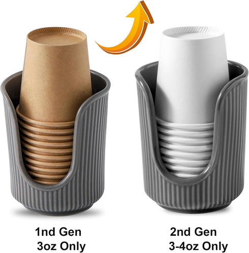 Ceramic Bathroom Cup Dispenser with Stylish Vertical Stripes - Disposable Mouthwash Cup Holder Holds 3-4oz Paper Cups for Rinsing Cups on Bathroom...