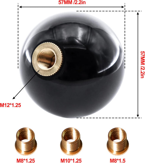 HiSport Black 8 Ball Gear Shift Knob, Round Shifter Knobs Black Billiard 8 Style Universal 4 5 6 Speed with 3 Adapters for Manual Car (M 8 * 1.25,...