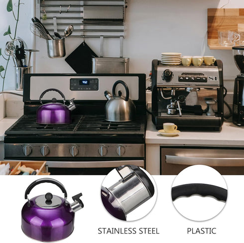 Tea Kettle for Stove Top: Purple Whistling Teapot 3Quart Stainless Steel Teapot Heating Water Container with Handle for Home Gas Stovetop...