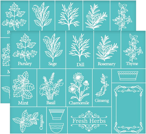 OLYCRAFT 11x8.6 Inch 2Pcs Self-Adhesive Silk Screen Printing Stencil Plants Pattern Mesh Transfers Stencil Herbs Flowerpot Tag Silk Screen Stencil...